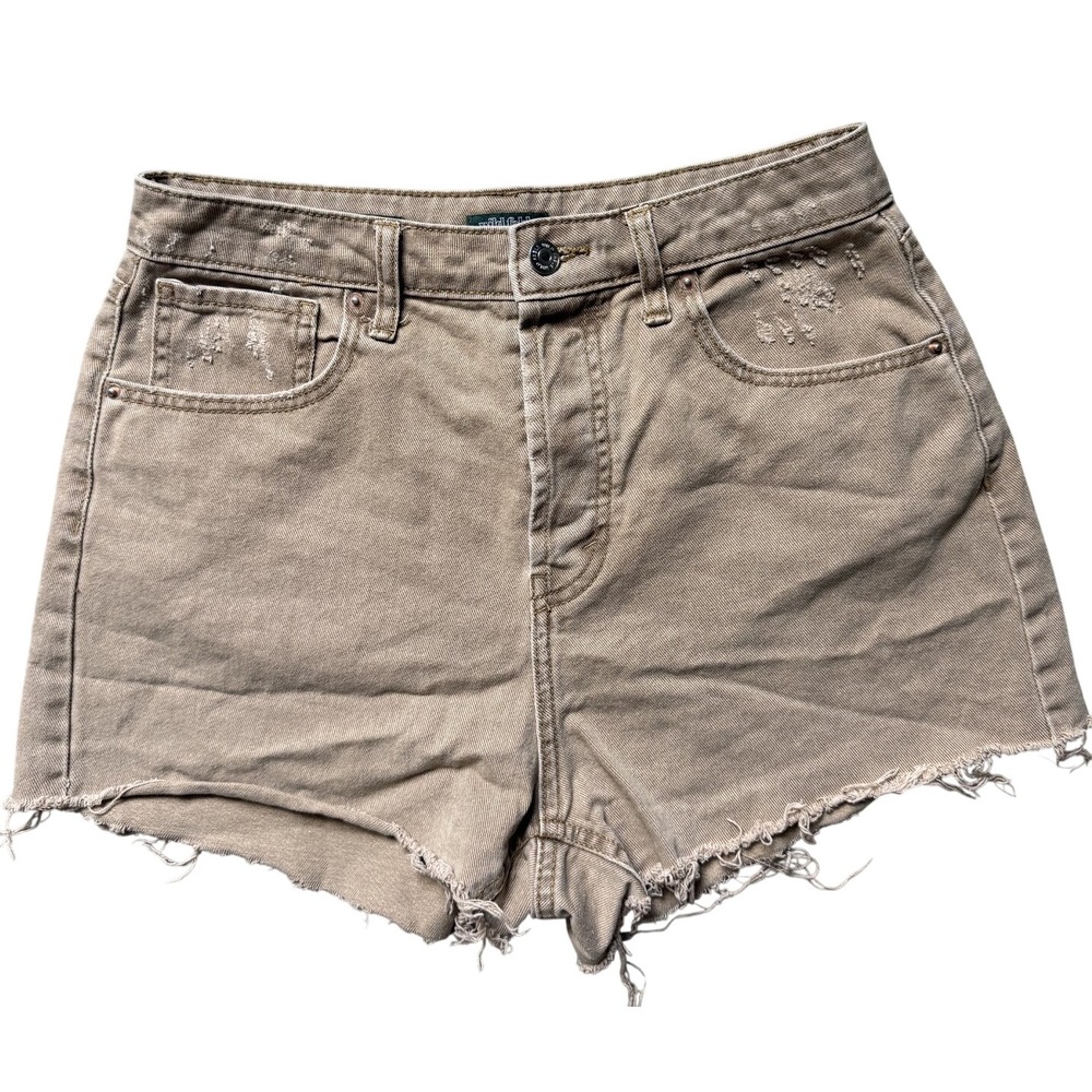 Wild Fable Womens Super High-Rise Cutoff Denim Shorts Brown Khaki